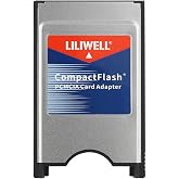 LILIWELL CompactFlash to PCMCIA Ata Adapter, Type I Card Reader, 8.5 x 5.3 x 0.3cm, 30g, Black/Silver, for Laptop, PC