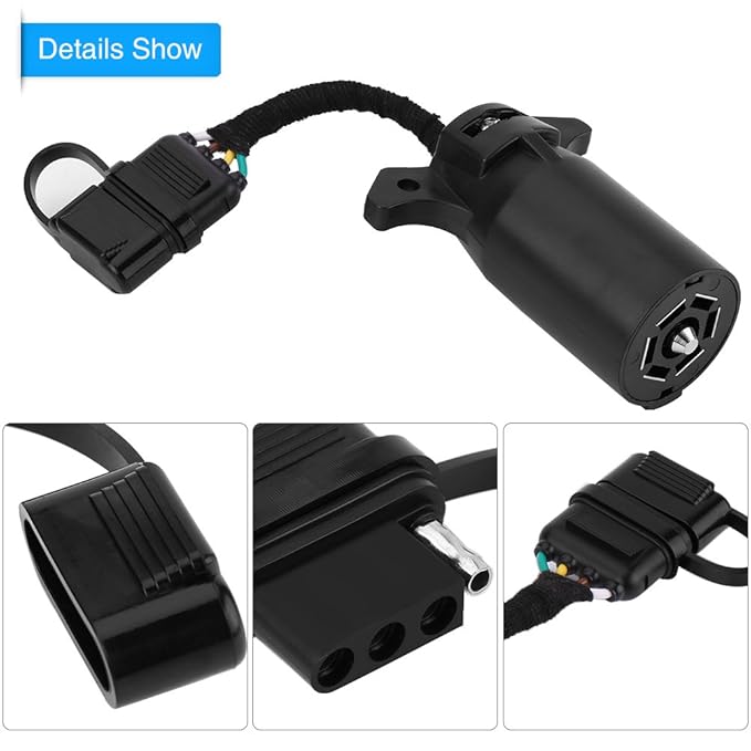 5 Pin Flat Plug 5-Way Flat Trailer Wire Harness Extension Connector Plug 25 inches Trailer ...