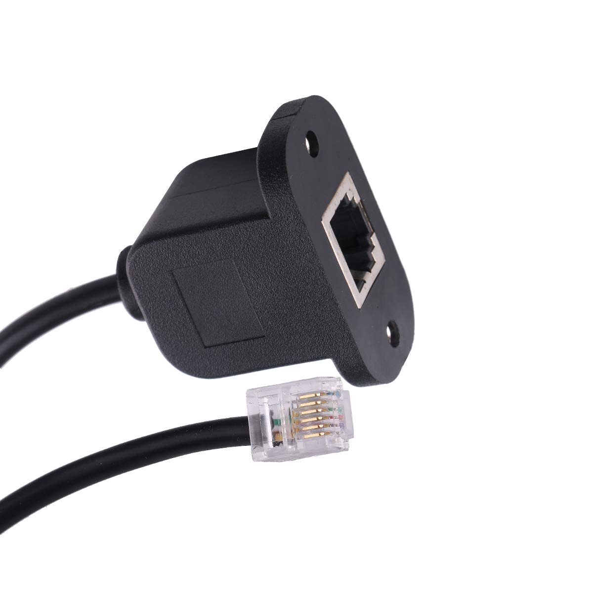 0.8FT RJ11 RJ12 6P4C 6P6C Terminal Block Header Panel Mount Adapter Cable (6P6C)