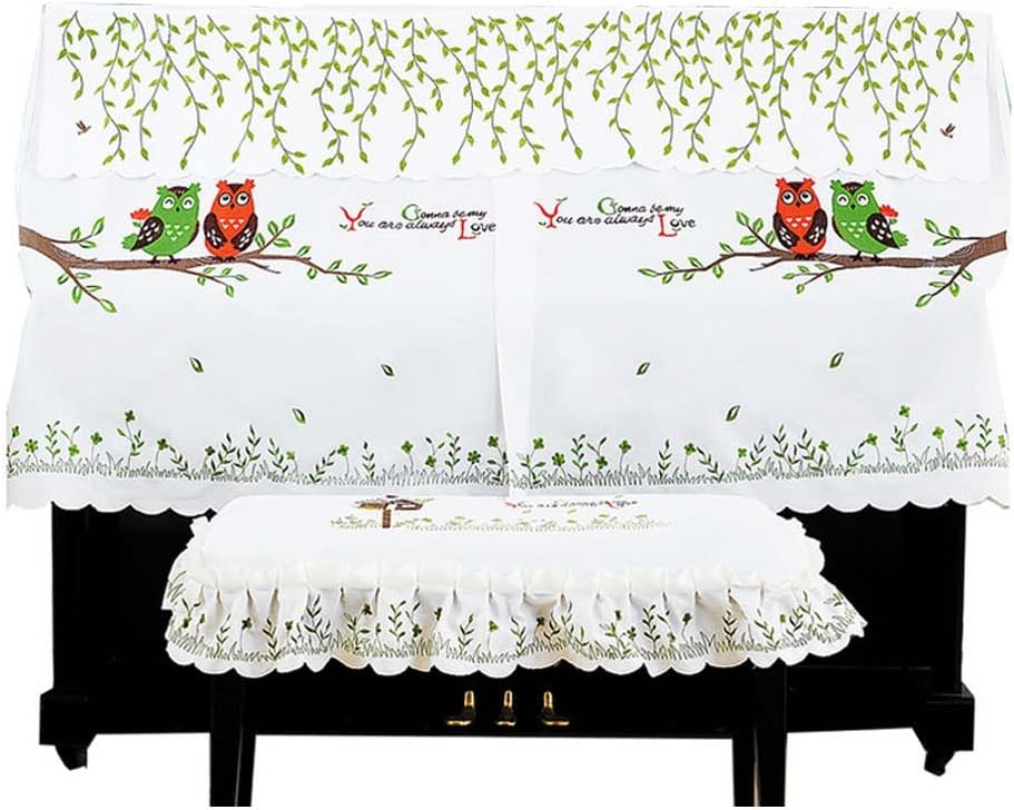 Owl Embroidery Dustproof Piano Cover Upright Piano Dust Cover Piano Chair