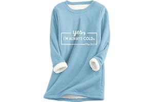 azrian yes,I'm Always Cold. me 24:7 Women Thick Fuzzy Lined Blouses Fall Winter Warm Base Tops Casual Fashion Blouses Sweater