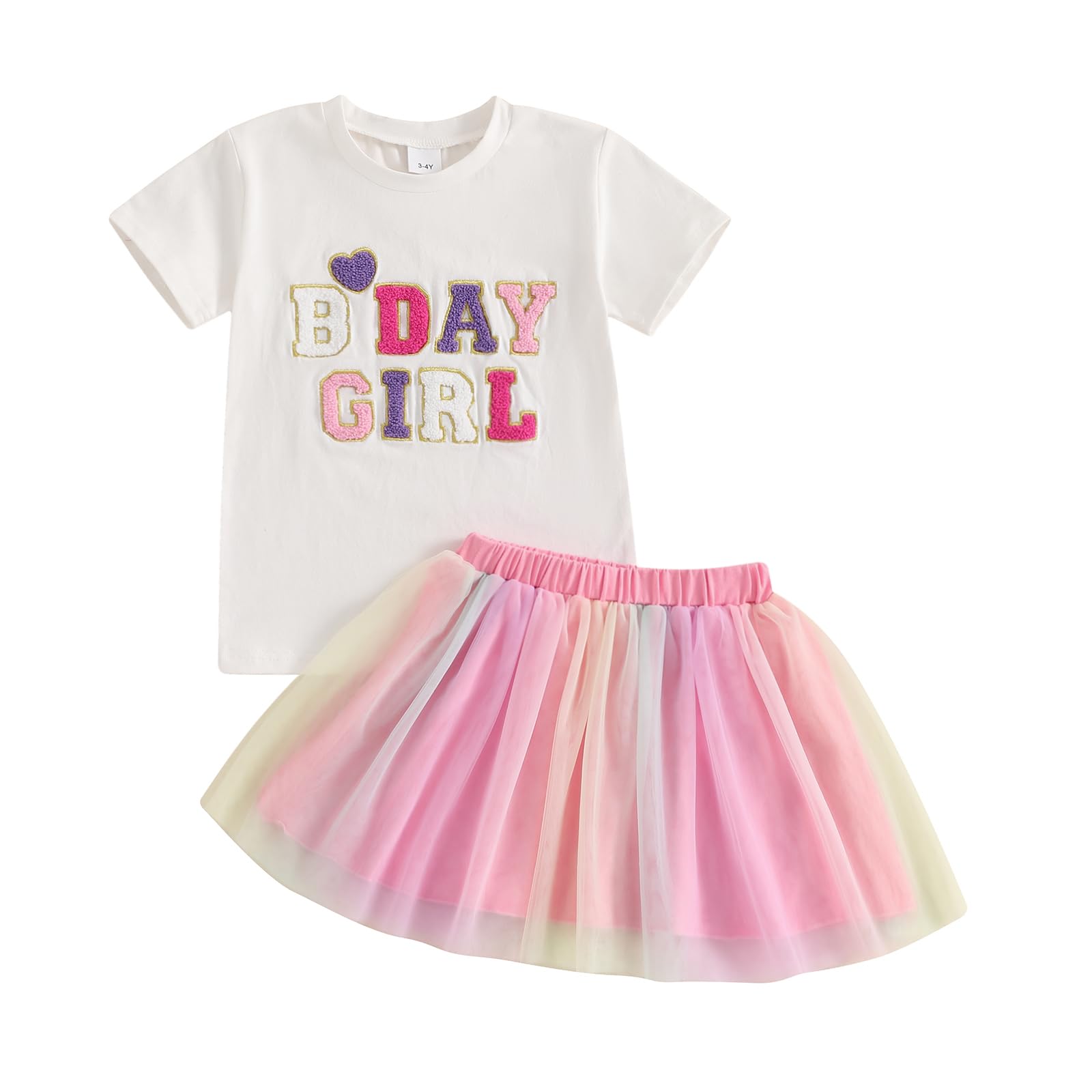 Photo 1 of Kayotuas Toddler Baby Girl Birthday Outfit: T Shirt & Tutu Tulle Skirt Set (White, 2-3T)