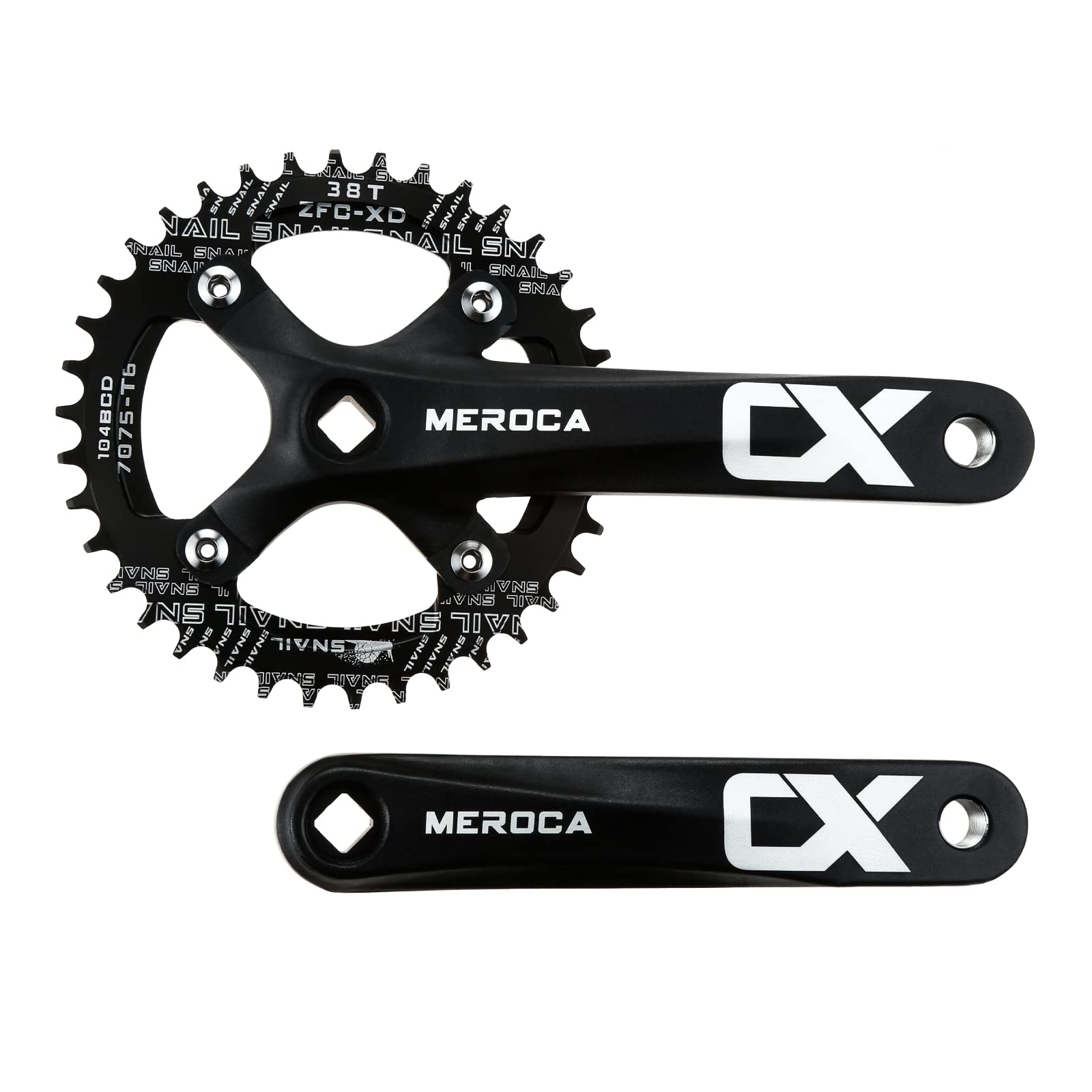 SURIEEN 170mm Square Crankset for Mountain Bike with 104 BCD 38T Chainring Single Speed Crankset MTB Crank