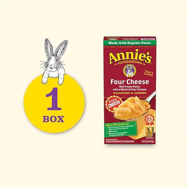 ANNIE’S FOUR CHEESE MACARONI AND CHEESE, 5.5 OZ