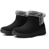 DREAM PAIRS Women's Winter Warm Boots | Arch Support Fur Lined Water Repellent Slip on Cushioning Sports Versatile Short Ankle Snow Booties