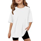 ZDC Girls Short Sleeve T Shirts Kids Summer Oversized Tops Trendy Crewneck Basic Tees 5-14 Years