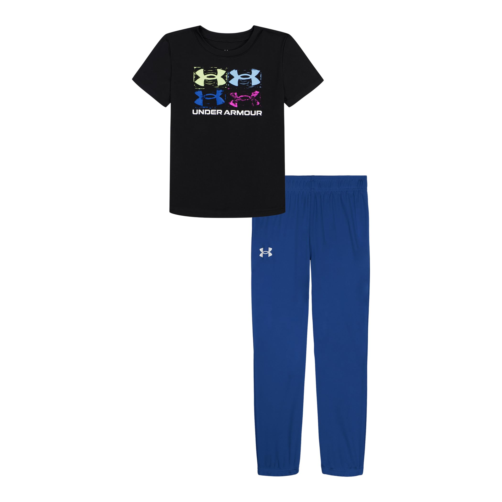 Under Armour TECH SS Jogger Set, Black/Royal Blue, 3T