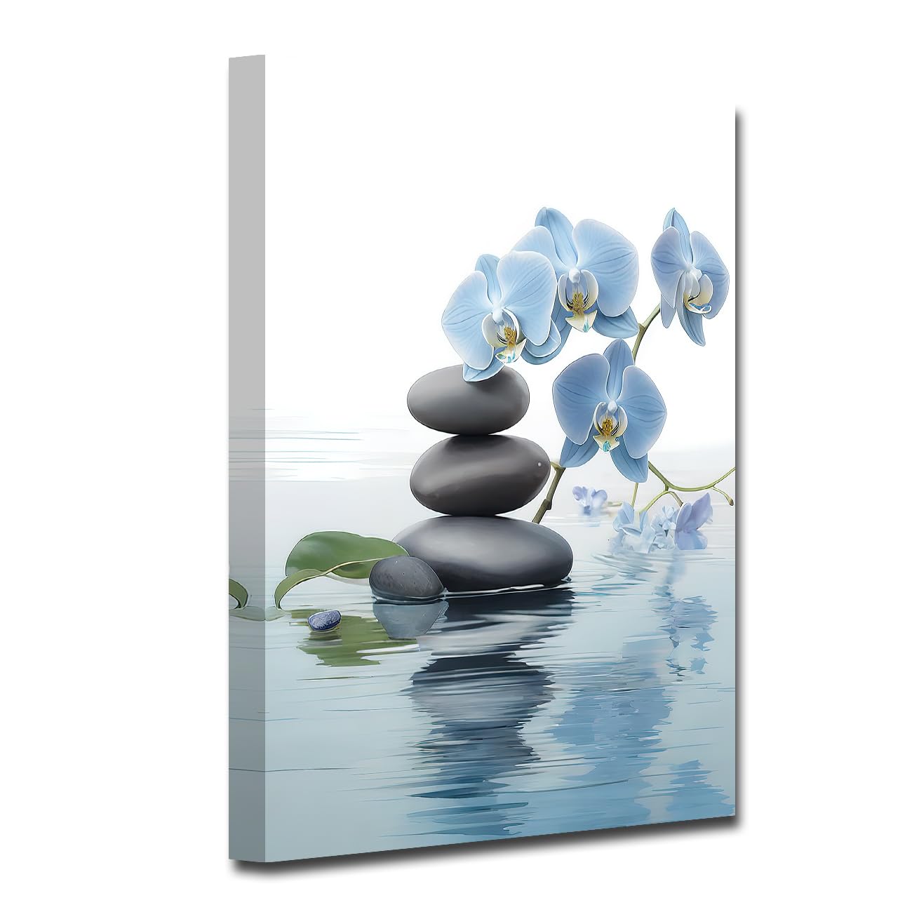 CXHOSTENT Spa Bathroom Wall Art Blue Orchid Flowers and Zen Stones on ...