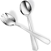 KEAWELL Premium Louise 18/10 Stainless Steel Salad Servers (Salad Servers) | Well-Balanced 9.45-Inch Salad Spoon &amp; Fork; Smooth Rounded Edges; Ideal for Pasta; Brilliant Mirror Finish; Dishwasher Safe