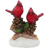 Gishima Cardinal Figurines Red Cardinals Bird on Pinecones Home Decor Gifts (B)