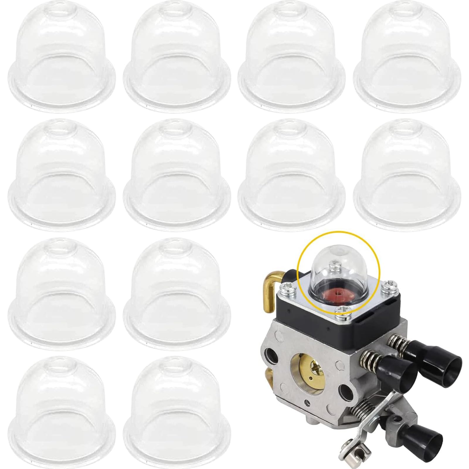 Onero Ignition Capsule Primer Pump, Transparent, Rubber, for Lawn Mower, Chainsaw