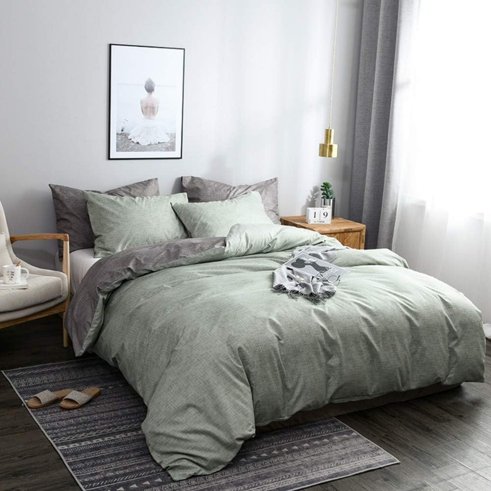 3Pcs Green Gray Duvet Cover King Size Reversible Farmhouse Bedding Set