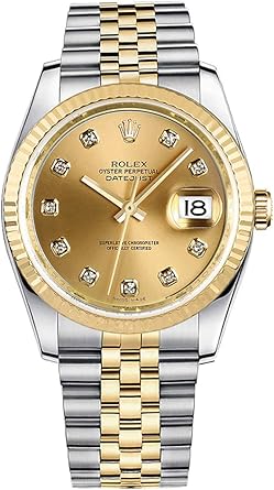 Rolex Datejust Champagne Dial with Diamond Hour Markers 36mm Watch (Ref. 116233)