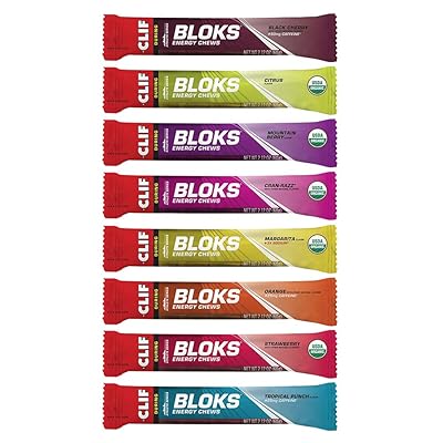 Clif BLOKS - Energiapurut - 8 Makulajikepakkaus - Ei-GMO - Kasvipohjainen ruoka - Nopeat hiilihydraatit py&ouml;r&auml;ilyyn ja juoksemiseen - Harjoitteluv&auml;lipala (2,1 unssipakkaus, 8 Count)