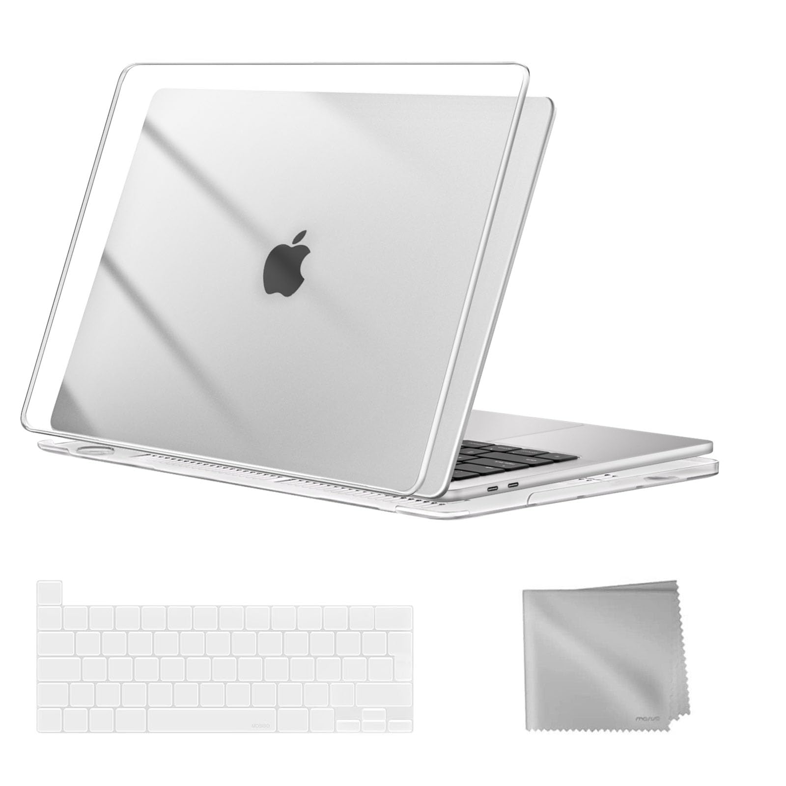 MOSISO Compatible with MacBook Pro 13 inch Case M2 M1 2026 2025 2024 2023 2022-2016 A2338 A2289 A2251 A2159 A1989 A1706 A1708, Plastic Hard Shell Cover & Keyboard Skin & Wipe Cloth, Crystal Clear