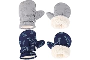 Weradau Fleece Lined Mittens for Baby Boys Girls,Baby Toddler Little Kids Winter Gloves Mittens - 2 Pair Pack