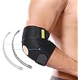 Elbow Brace, Adjustable Elbow Support with Dual-Spring Stabilizer, Elbow Strap for Golfers Elbow, Tennis Elbow, Arthritis, Tendonitis, Sports Injury Pain Relief and