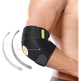 Elbow Brace, Adjustable Elbow Support with Dual-Spring Stabilizer, Elbow Strap for Golfers Elbow, Tennis Elbow, Arthritis, Tendonitis, Sports Injury Pain Relief and