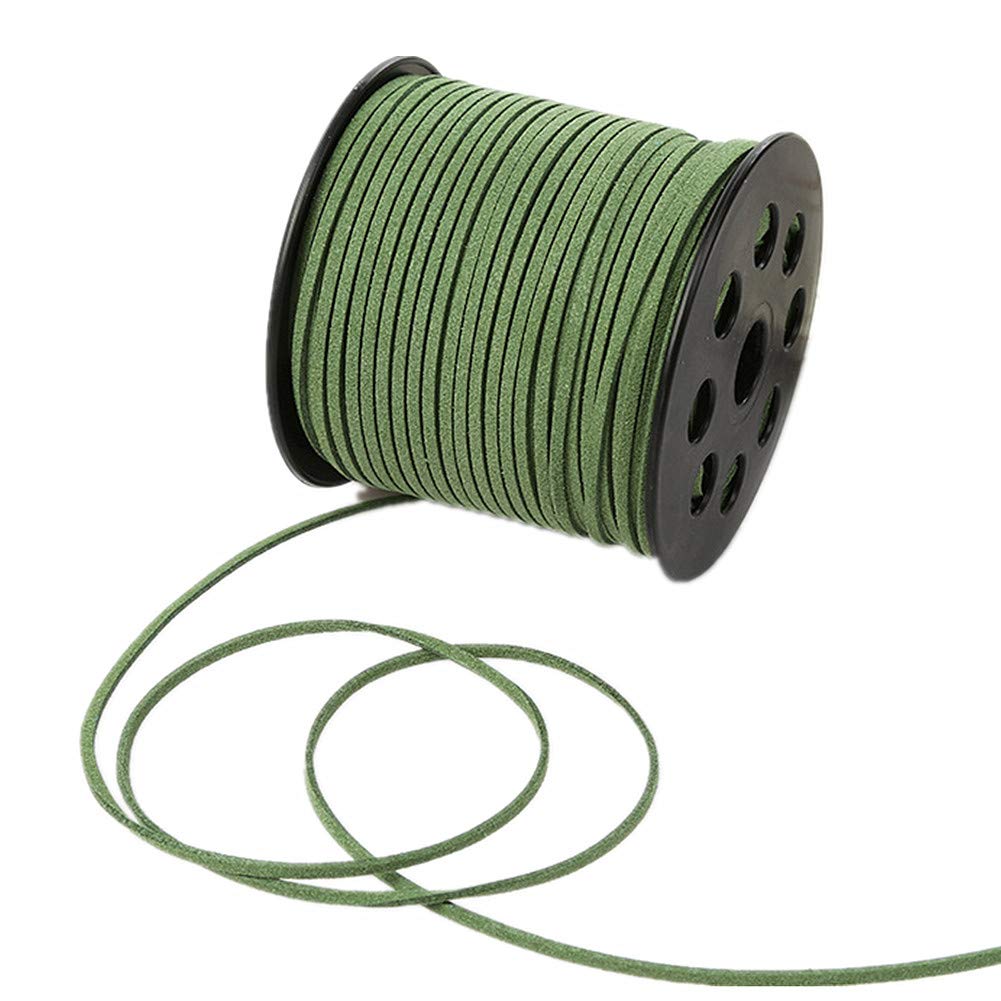 91 Meters Faux Suede Lace String Soft Beading Cord Thread Velvet Ribbons for Bracelet Necklace Bohe Headress Jewelry Making Dream Catchers Gift Wrapping Supplies(Green)