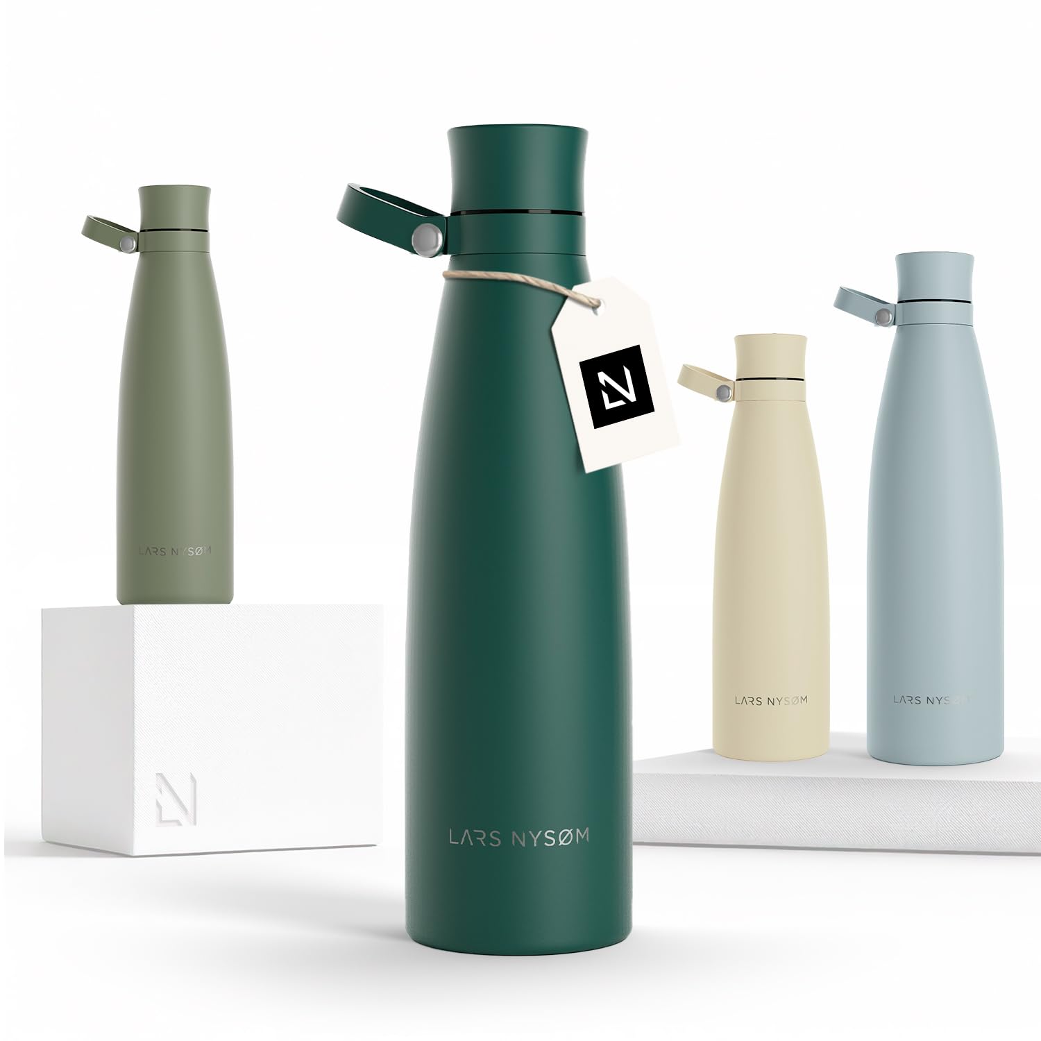 LARS NYSØM Stainless Steel Insulated Water Bottle 750ml, 1L | Insulated Thermo Flask for Hot and Cold Beverages | Leakproof Drinking Bottle (Pine Green, 750ml)