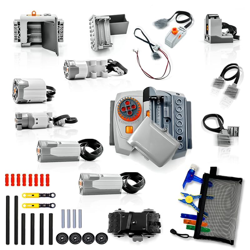 Photo 1 of YUN.arbor 39-in-1 Motor Kit Compatible with Major Brand Motor*4,Battery Box*2,2.4G Receiver,IR Speed Remote Control,Control Switch & Extension Wire & LED Light Wire,with Building Block Tool Kit