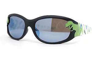 SA106 Boys Color Mirror T-Rex Dinosaur Print Arm Oval Sport Sunglasses