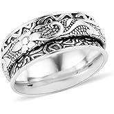 SHOP LC DELIVERING JOY 925 Sterling Silver Mom Spinner Ring Jewelry for Women Birthday Christmas Gifts for Women