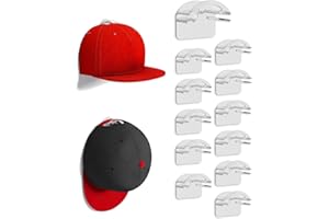 MSKEI Adhesive Hat Hooks for Wall - 2 Different Ways Hat Racks to Organize & Display Baseball Caps, Hat Wall Hanger, Hat Organizer Rack for Men (Clear, 12 Pack)