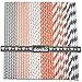 150 Danika Biodegradable Eco-Friendly Peach Pink and Grey Paper Drinking Straws, Six Designs, Party Decorations, Cake Pop Sticks, Birthdays, Weddings, Gender Reveals, Celebrations, Baby Showers