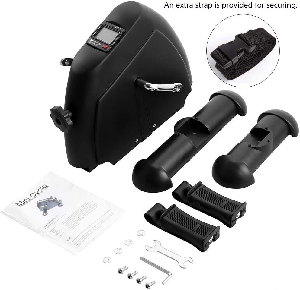DECELI Under Desk Bike Pedal Exerciser - Portable Mini Exercise Bike for Arm/Leg Exercise, Mini Exercise Peddler with LCD Display（Black）: Health & Personal Care