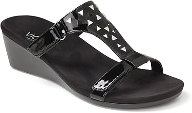 vionic black patent sandals