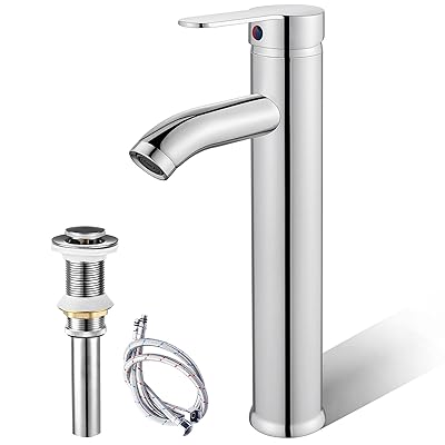 Buy Bathroom Vessel Sink Faucet Single Handle Chrome Polish Lavatory Vanity Mixer Bar Bowl Sink Tap With Pop Up Drain Tall Spout Single Hole Deck Mount Online In Germany B07xz417g5