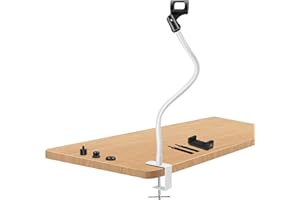 Prizmora Gooseneck Microphone Stand Podium Mic Holder Long 20.5'' Sturdy Adjustable Microphone Arm Stand Clip On Mic Holder F