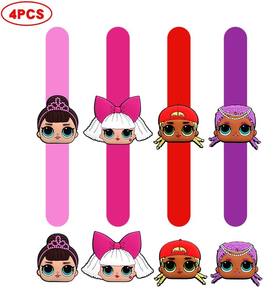 Msltr 4Pcs LOL Silicone Slap Bracelets , LOL Slap Bands for Kids , Baby Theme Party Supplies