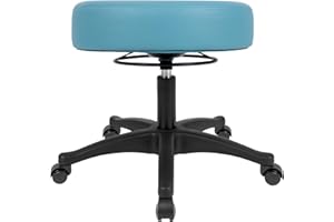 TAKE UR SEAT 17" Table Height Adjustable Round Seat Stool Heavy Duty Ship and Built Within 24 Hours, Spa, Medical, Lab, Cleanroom, Blue (Self-Braking Casters)