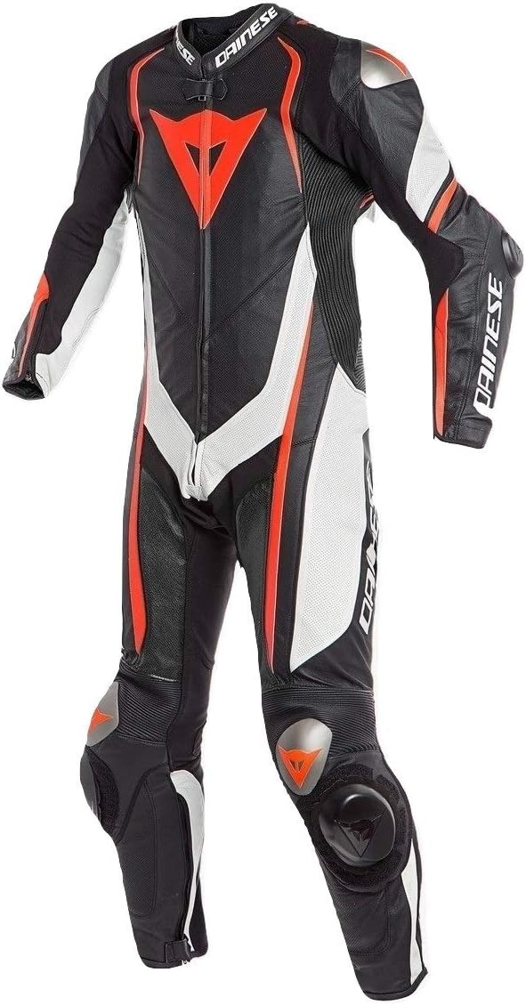 Men's Fashion Motorbike Dainese Real Leather One Piece Suit with Armor Protection Black XS-5XL