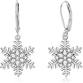925 Sterling Silver Earrings Snowflake Earrings For Women White Turquoise/Moonstone/Dangle Drop Earrings