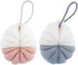 Omenluck 2pc Exfoliating Loofah Sponge Mesh Pouf Shower Bath Ball Deep Clean view 1