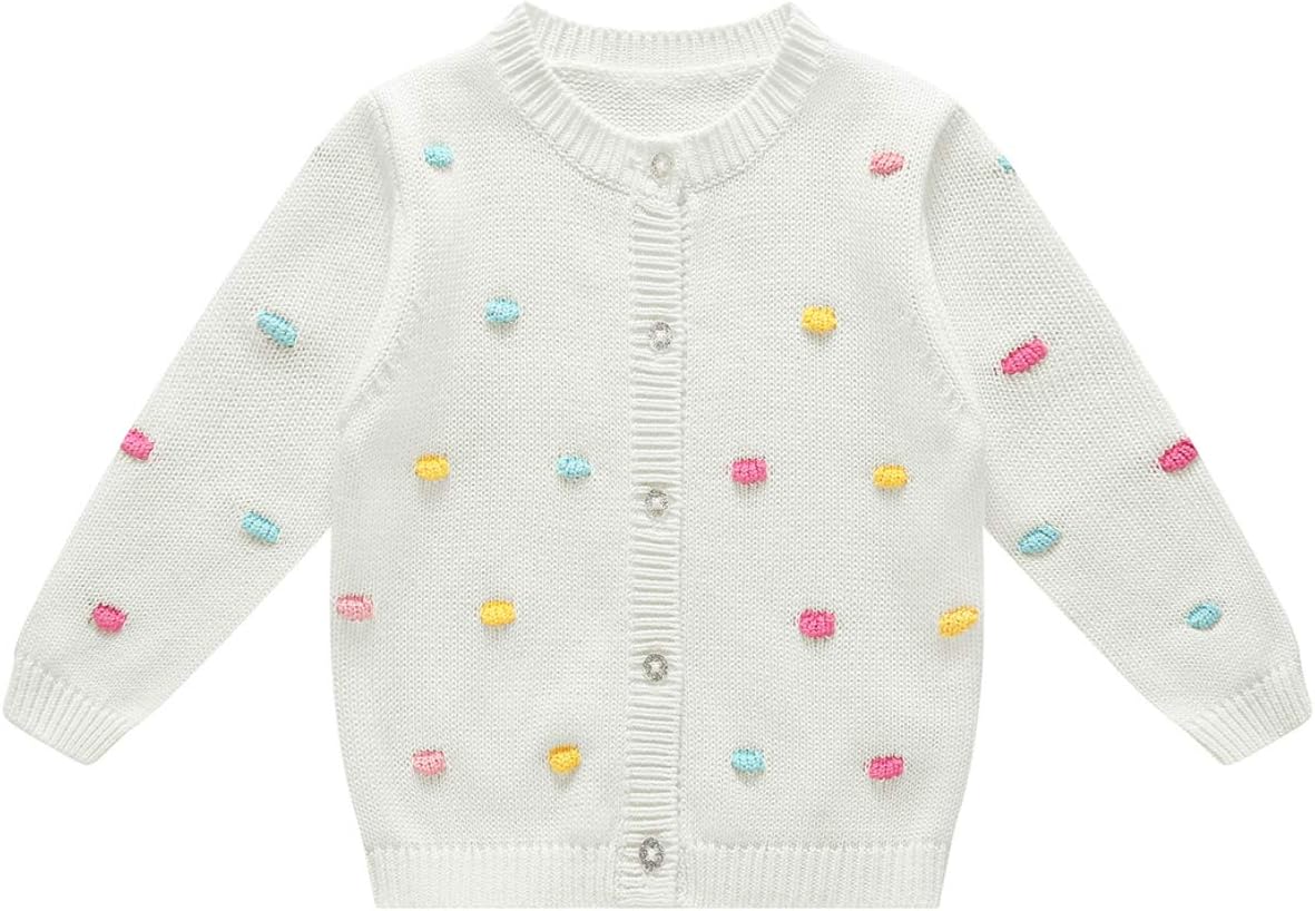 BKN Infant Baby Cardigan Spring Sweater with Colorful Bobbles