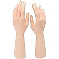 1 Pair of Male Mannequin Hand Display for Jewelry Left Right Display Holder Bracelet Necklace Ring Stand Plastic Forearm Human Casting for Jewelry Ring Decor, Skin Color