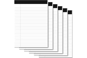 PINJINGPRO Legal Pads 8.5 x 11, Writing Paper Tablets 8-1/2 x 11, 6 Pack White Note Pads 8.5 x 11 for Office Supplies, Letter Pads 8.5 x 11 Wide Ruled, Perforated Notepads 8.5 x 11, 30 Sheets Each Notebook Paper