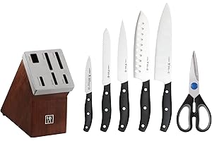 HENCKELS Definition 7 Piece Kitchen Knife Block Set - Professional Cutlery Set, Self Sharpening Knife Block for Chopping, Sli