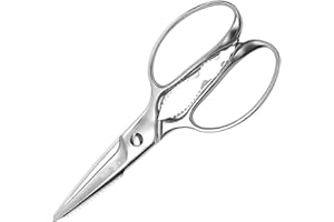 MITSUMOTO SAKARI 8 inch Japanese Kitchen Scissors, Heavy Duty Kitchen Shears, All Steel Multipurpose Cooking Scissors, Micro 