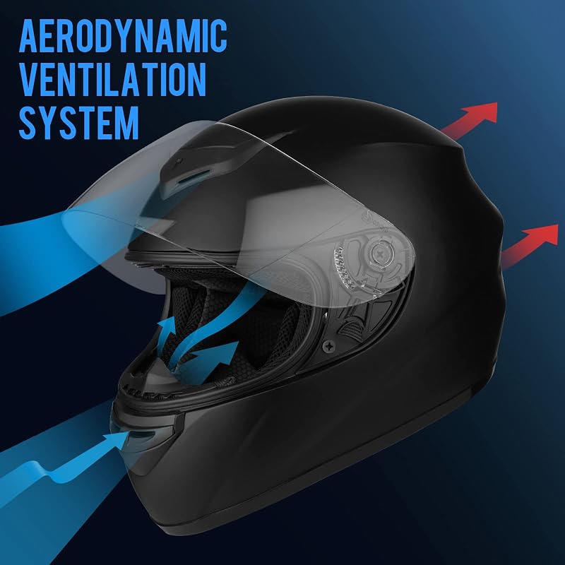 Casque Moto Intégral Homme et Femme, Noir M (57-58cm)