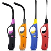 4 Pack Candle Lighter Long Lighters, Refillable Butane Lighters for Candle Camping Fireplace Party BBQ Grill(No Fuel)