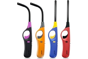 KISSYCAT 4 Pack Lighter Refillable Butane Lighters, Candle Lighters for Candle Camping Fireplace Party BBQ Grill(No Fuel)