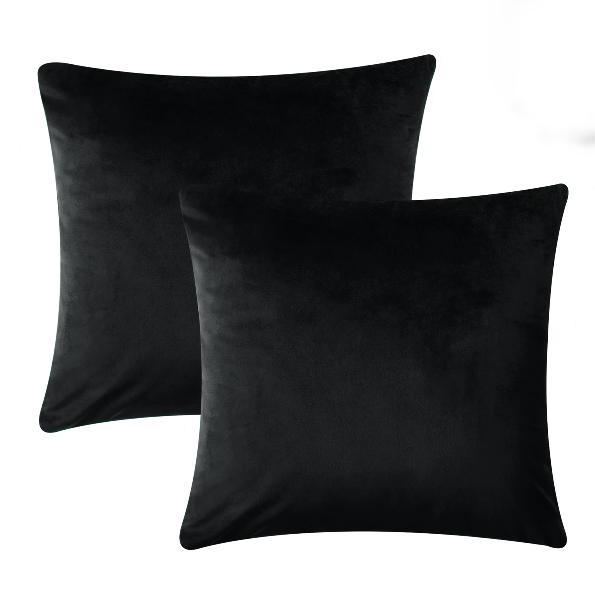 Imperial Rooms Cushion Covers 45 x 45 cm Pack of 2 Square Throw Velvet Pillow Cases Bedroom Decor Cushion for Sofa Living Room Car (Black, 18 x 18 Inch)