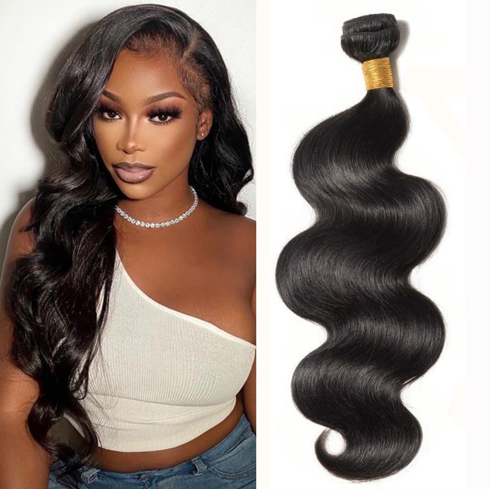 Brazilian Virgin Body Wave Bundles 14Inch 100% Unprocessed Human Hair Body Wave Double Weft Human Hair Weave 1 Bundle Natural Black Color