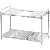 Deco Brothers Under Sink 2 Tier Expandable Shelf Organizer, White