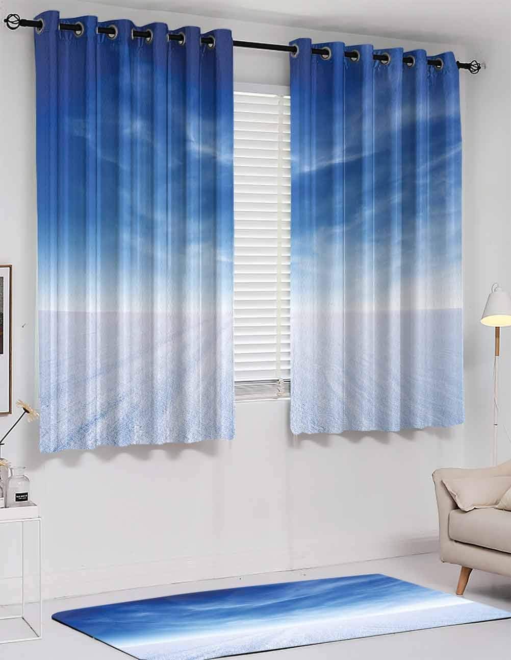 hengshu Block 85 Sunlight Curtains, Sky, BlackOut Shades